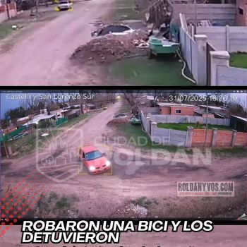 Monitoreo de Roldan junto a la policía, detienen a dos hombres por robar una bicicleta